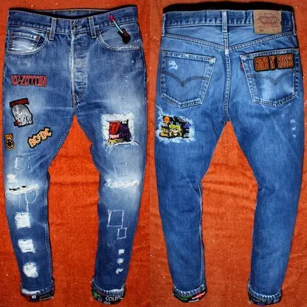 Levi's Vintage Rock Patch jeans personalizzati con patch