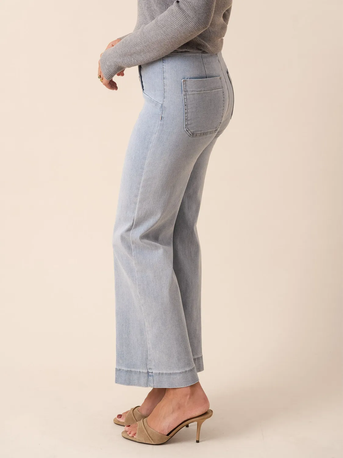Oraije Victorine jeans wide azzurro bottoni