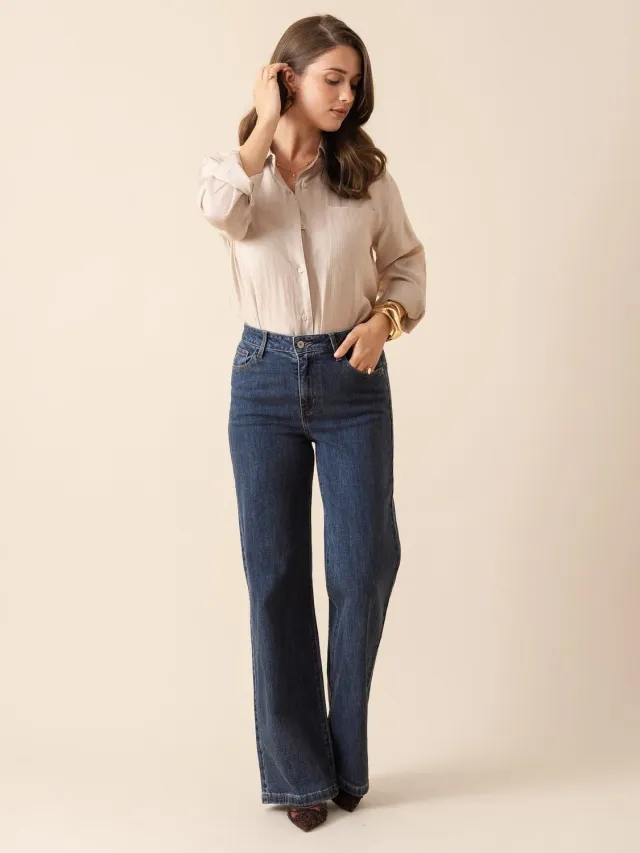 Oraije Pietro jeans palazzo blu scuro
