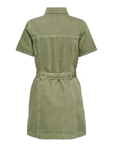 ONLY Onlsilla vestito corto donna cintura maniche corte
