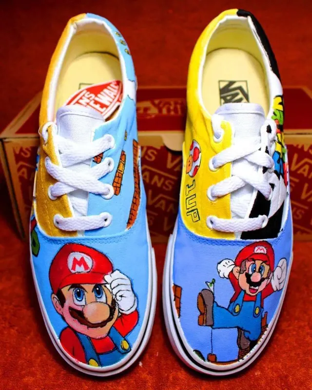 Never Say Never Slip-On Super Mario Bros vans dipinte