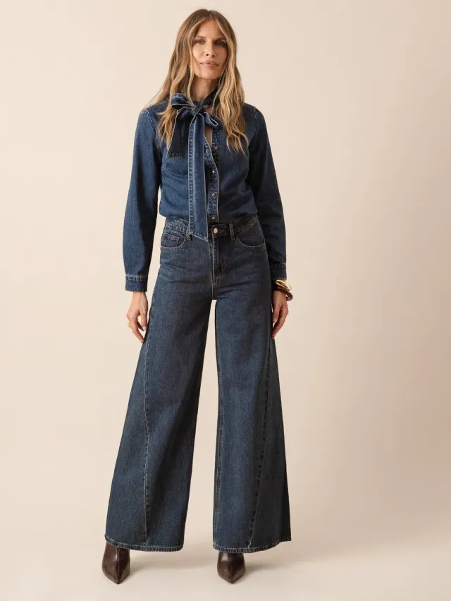 Oraije Barnes jeans palazzo blu scuro cotone