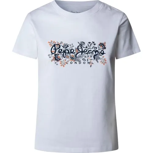Pepe Jeans Rosalind T-Shirt Donna M fiori bianca