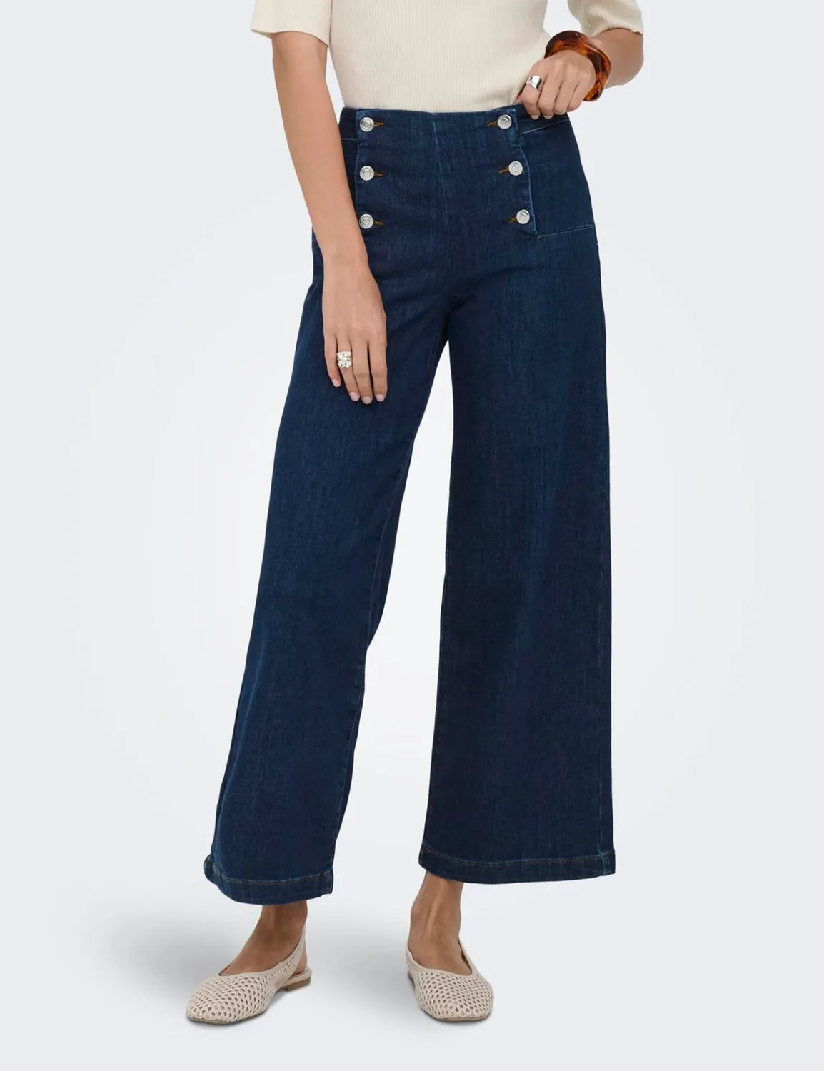 ONLY Onlnew Madison Wide Crop Jeans Donna M blu