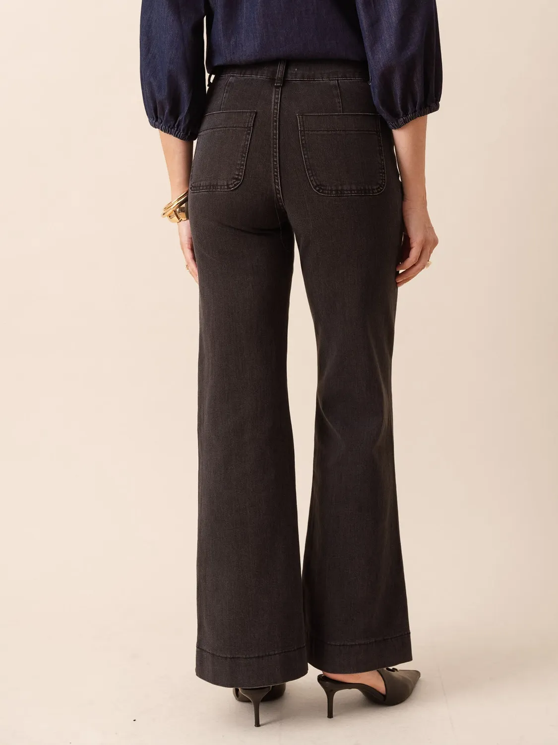 Oraije Elena jeans flare grigio medio cotone