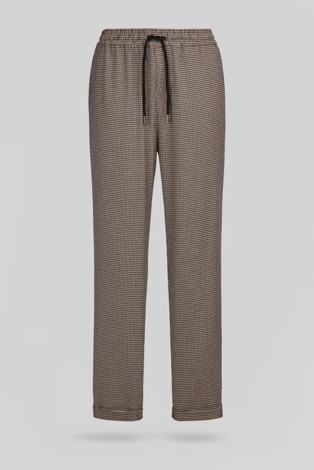 Teddy Smith Teddy City Wolf pantaloni donna beige pied-de-poule