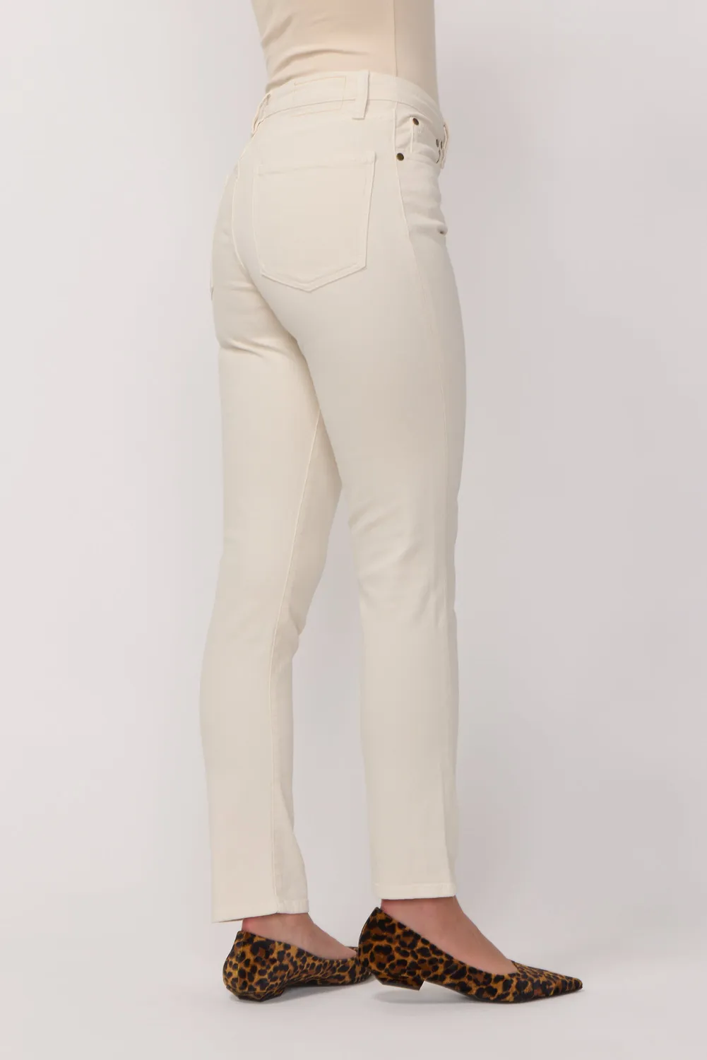 acquaverde Crystal Cream jeans slim vita media
