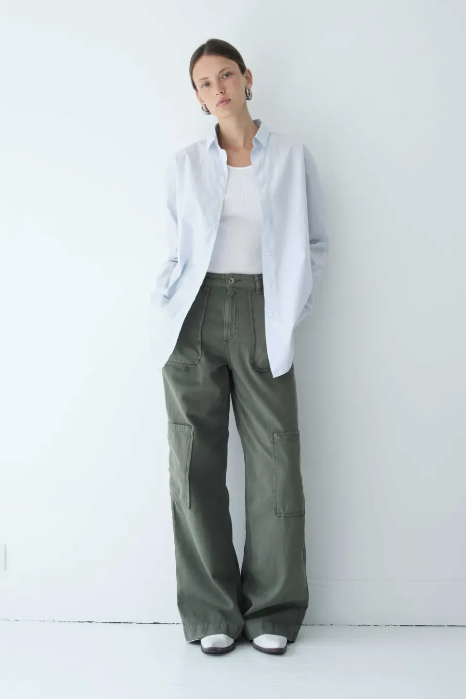 acquaverde Sander Military Kaki pantalone cargo ampio