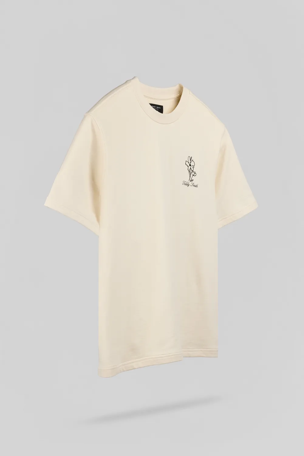 Teddy Smith T-Flowers MC Naturel T-Shirt Uomo Ecru Cotone