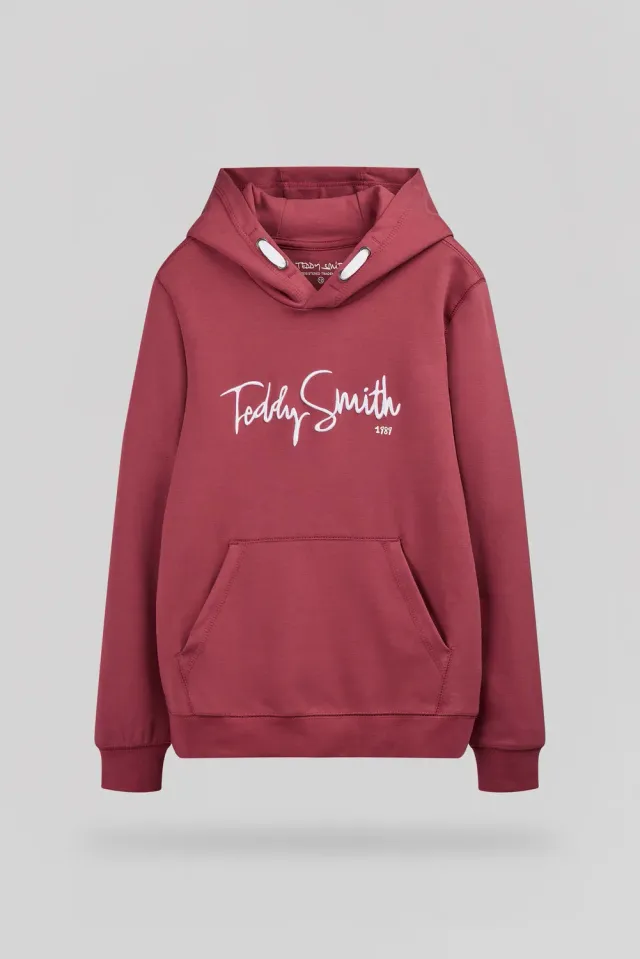 Teddy Smith S-Evry Hoody JR Felpa Ragazzo Lampone Scuro