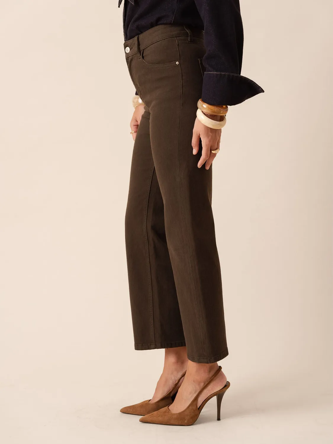 Oraije Solange jeans dritto cioccolato ampio