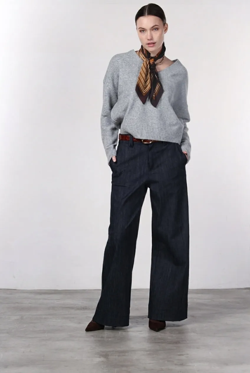 Mason's New York Wide chino denim blu navy wide leg