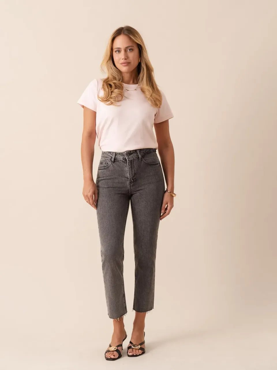 Oraije Maryline jeans straight grigio chiaro