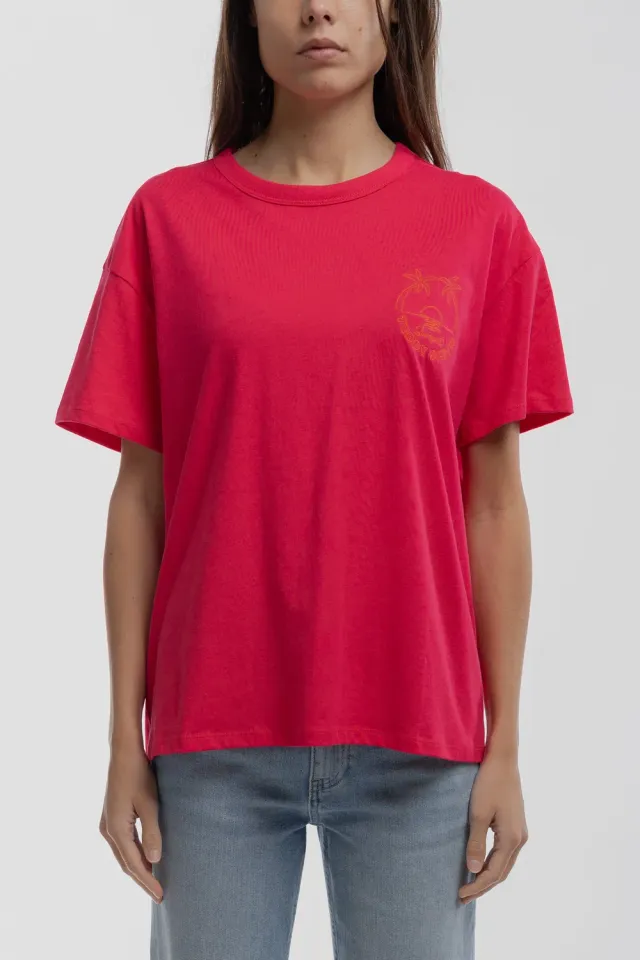 Teddy Smith T-Surf MC t-shirt fuxia oversize