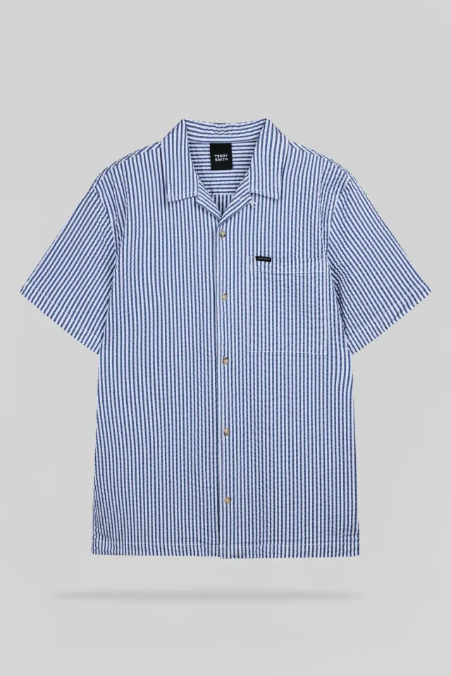 Teddy Smith C-Tiamo MC camicia indigo collo cubano