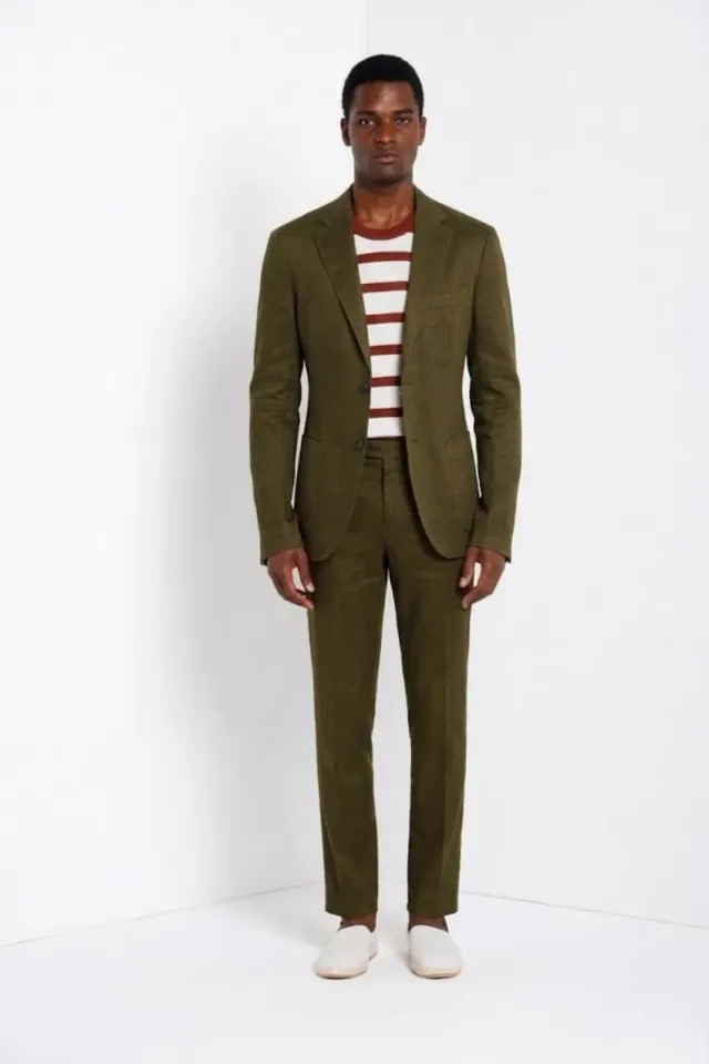 Mason's Da Vinci blazer verde bosco lino cotone