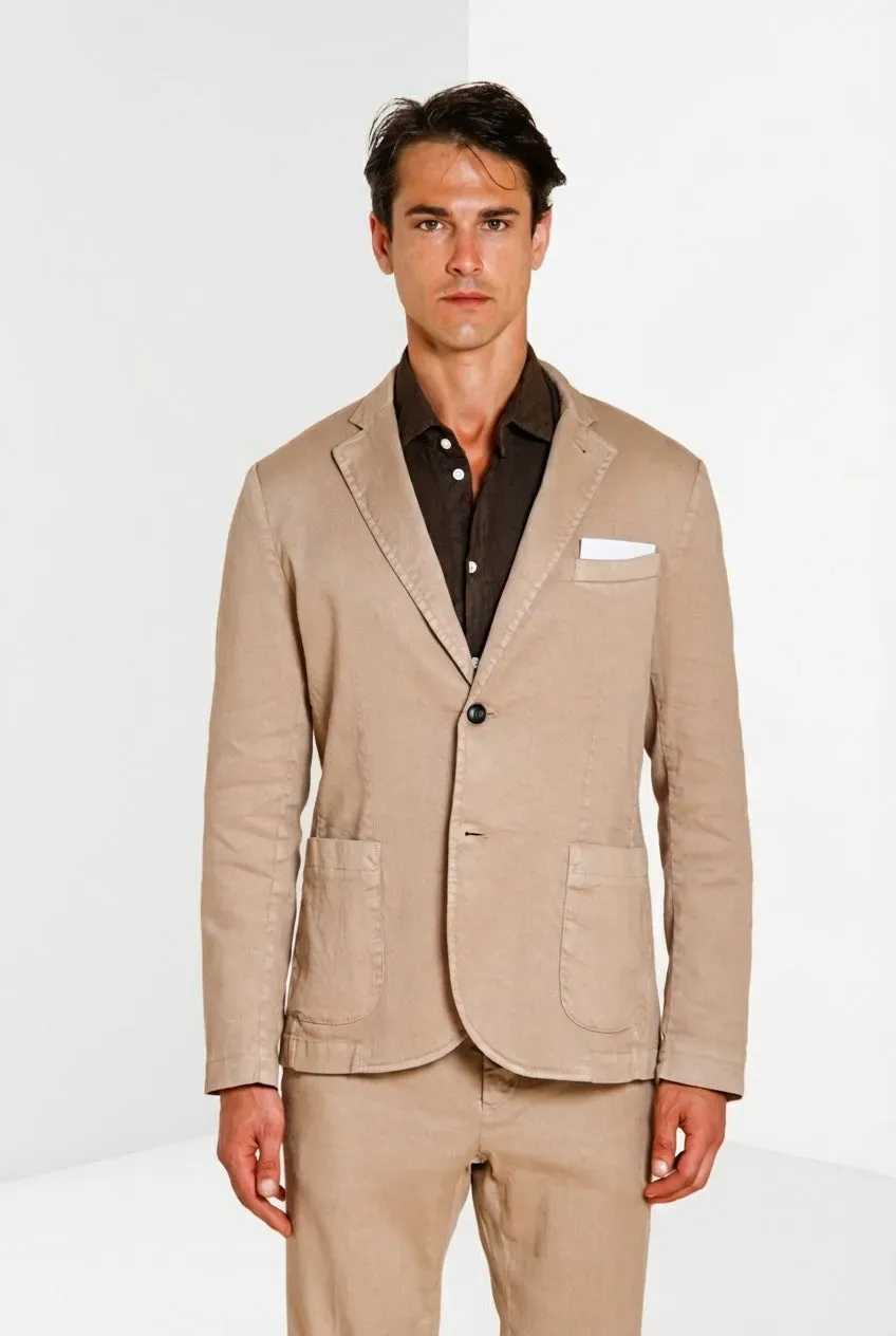 Mason's Da Vinci blazer uomo beige medio lino e cotone