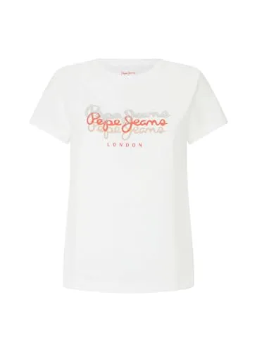Pepe Jeans Galey T-Shirt Donna Bianca Loghi