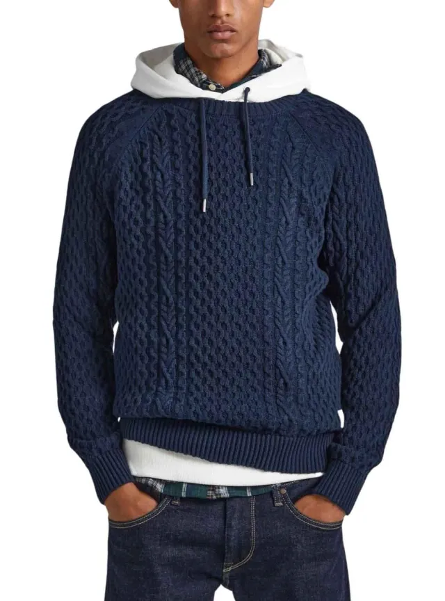 Pepe Jeans Sly maglione uomo girocollo a trecce grosse