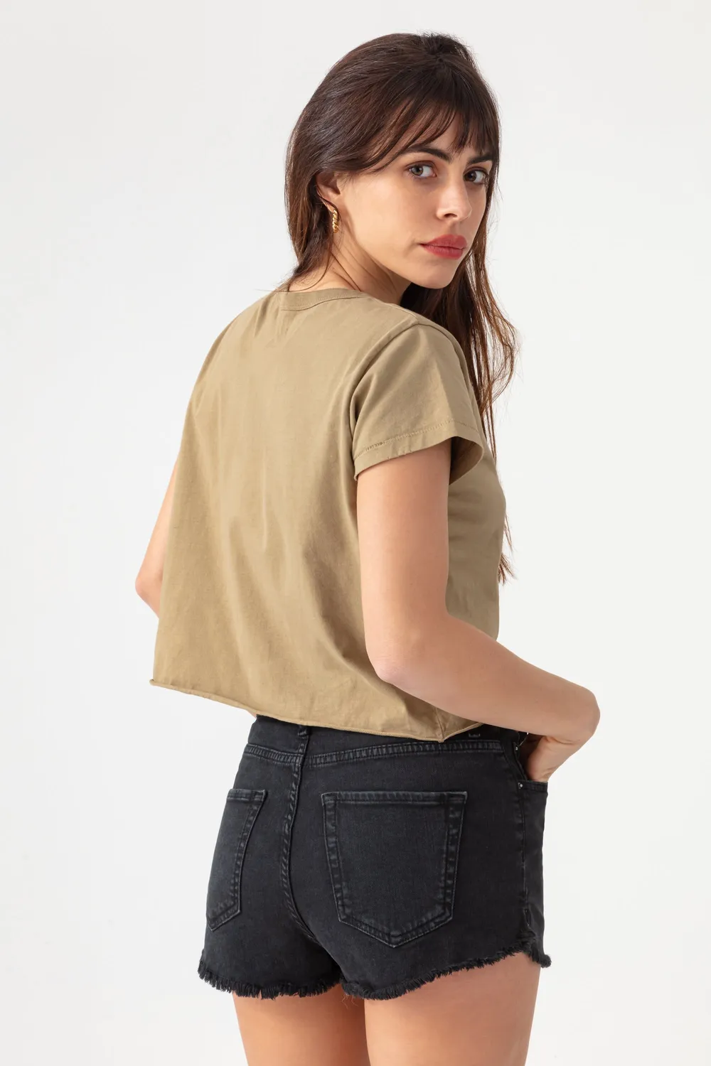 Acquaverde New Army t-shirt cropped effetto usato