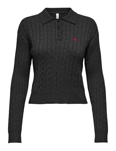 ONLY Onlkatia polo maglia trecce donna nera