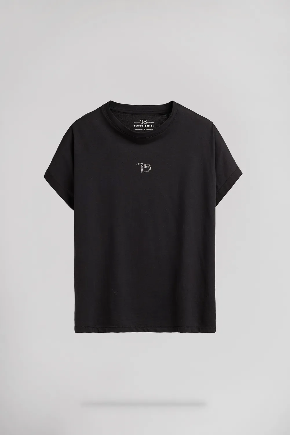 Teddy Smith T-Diana t-shirt donna nera strass cotone