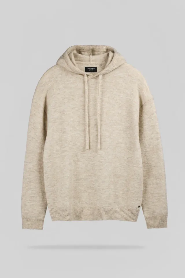 Teddy Smith P-Carson Beige Lin felpa cappuccio uomo lana