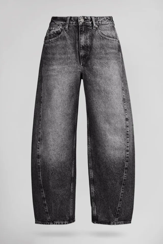 Teddy Smith Bea jeans donna nero barrel cotone