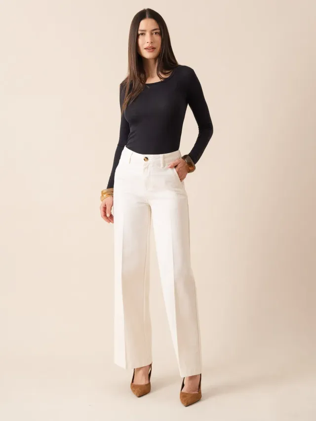Oraije Eleonore jeans wide bianco cotone