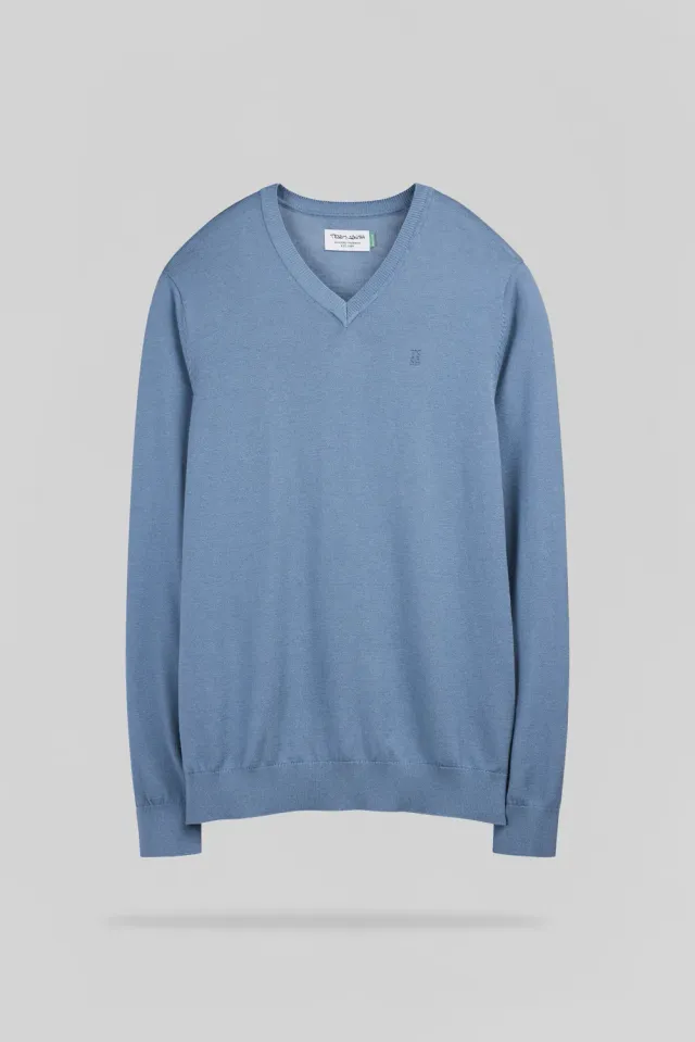 Teddy Smith P-Martin Pull uomo blu maglia fine scollo V