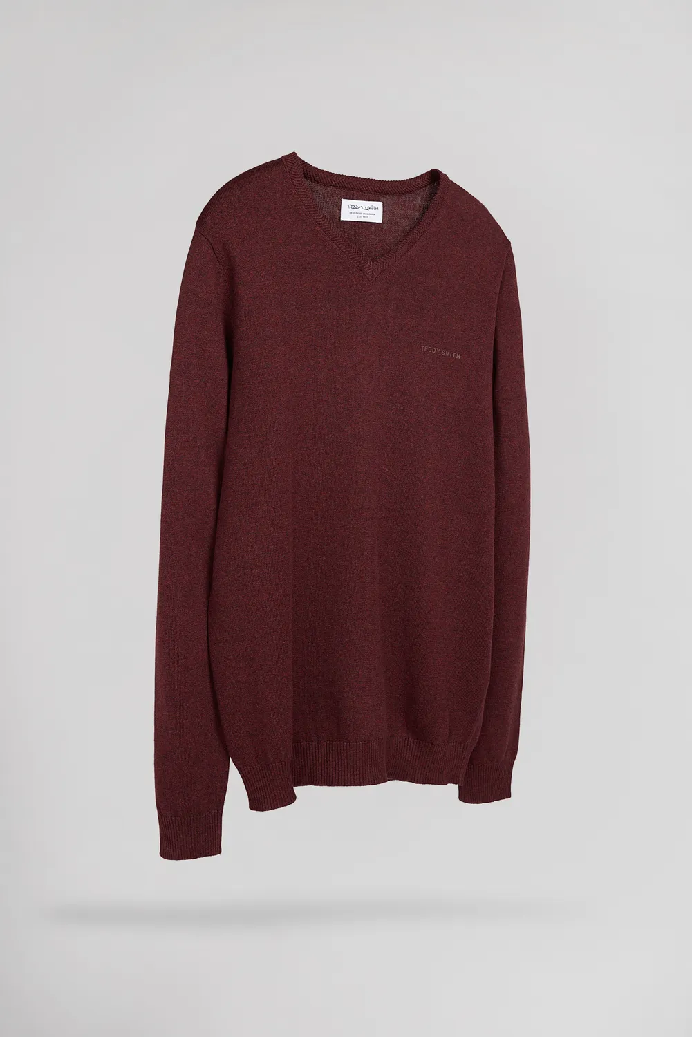 Teddy Smith Pulser 3 maglione scollo V bordeaux cotone