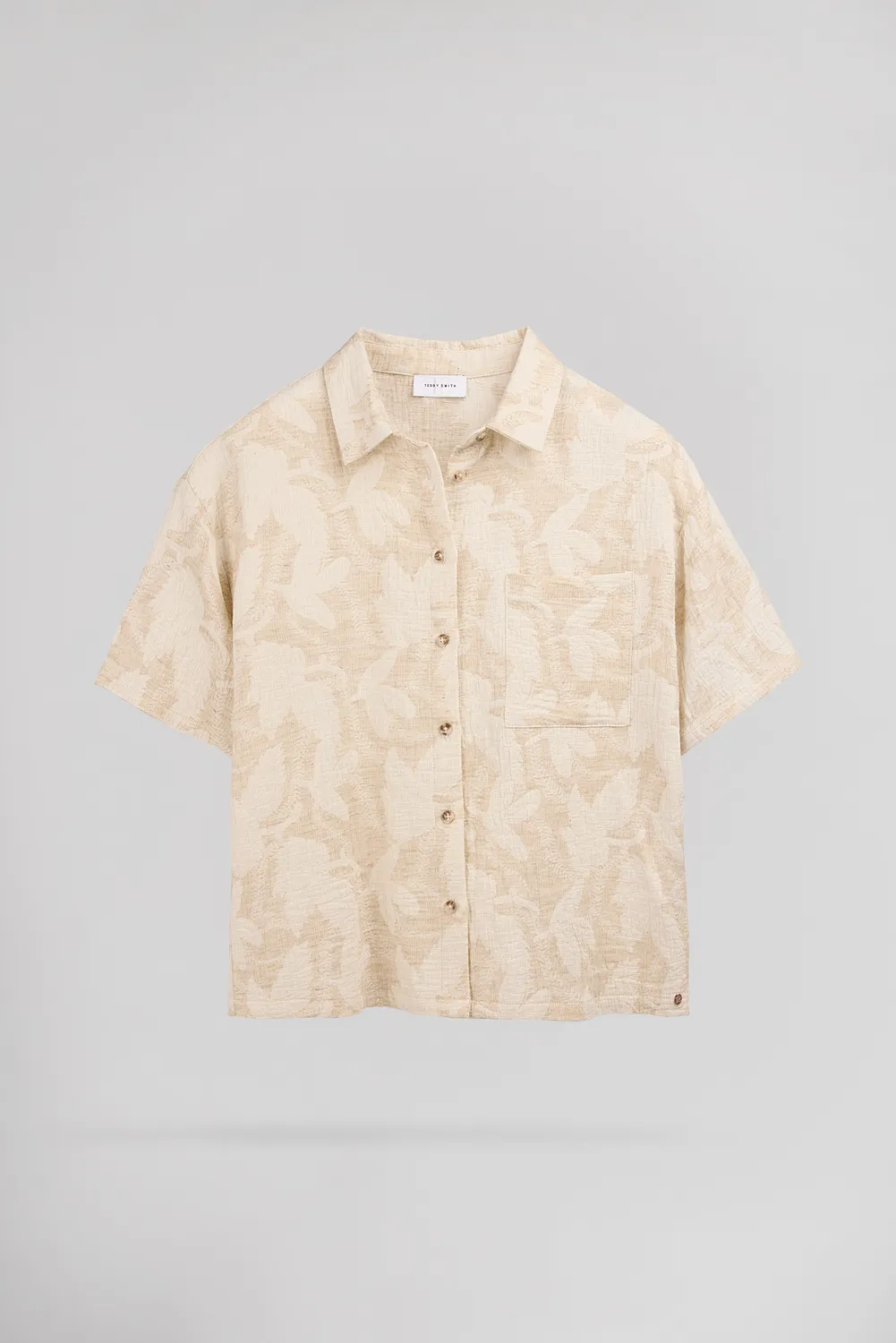 Teddy Smith C-Floral camicia donna Soft Grege lino cotone
