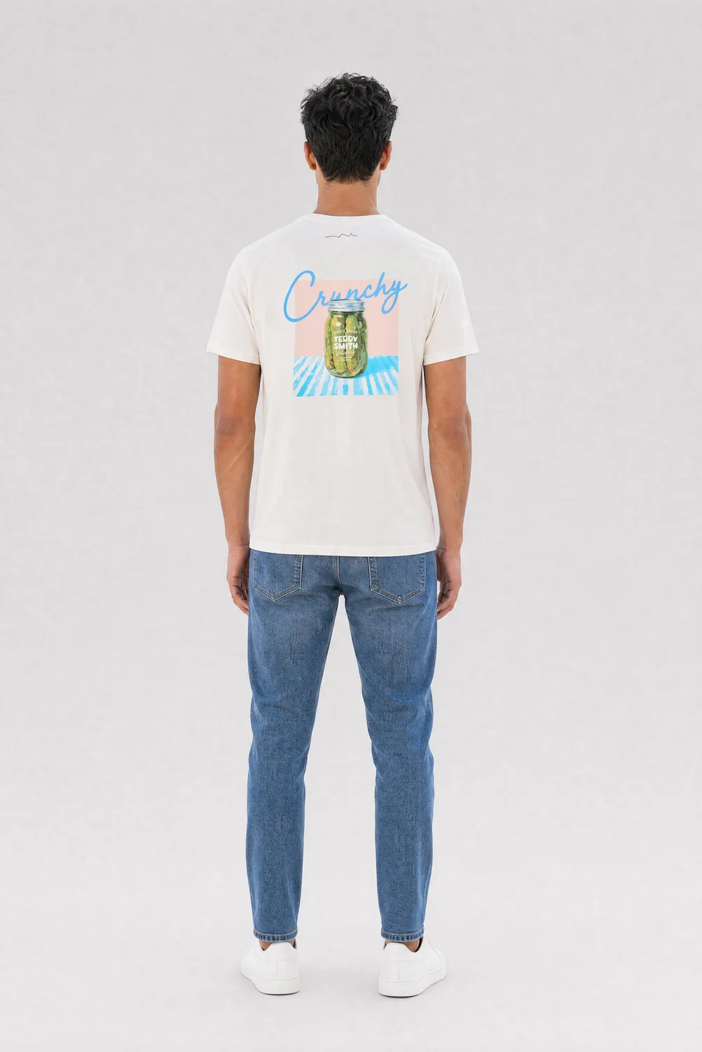 Teddy Smith T-Pickles MC T-shirt Uomo Cotone Bianco Grafica Blu