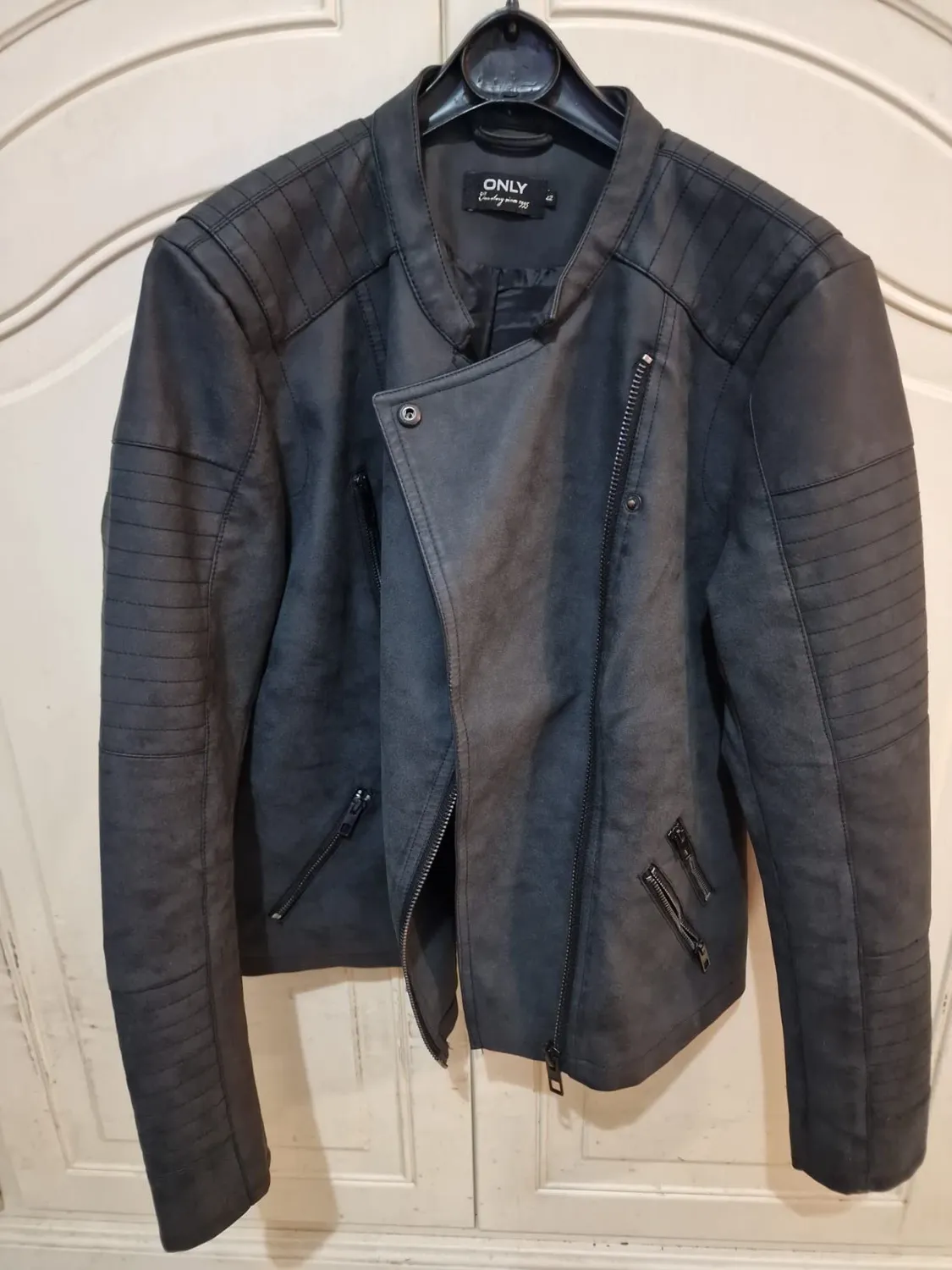 Only Ava Biker giacca donna similpelle nera cerniera