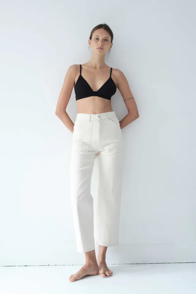 acquaverde Eddy pantalone Cream vita alta largo
