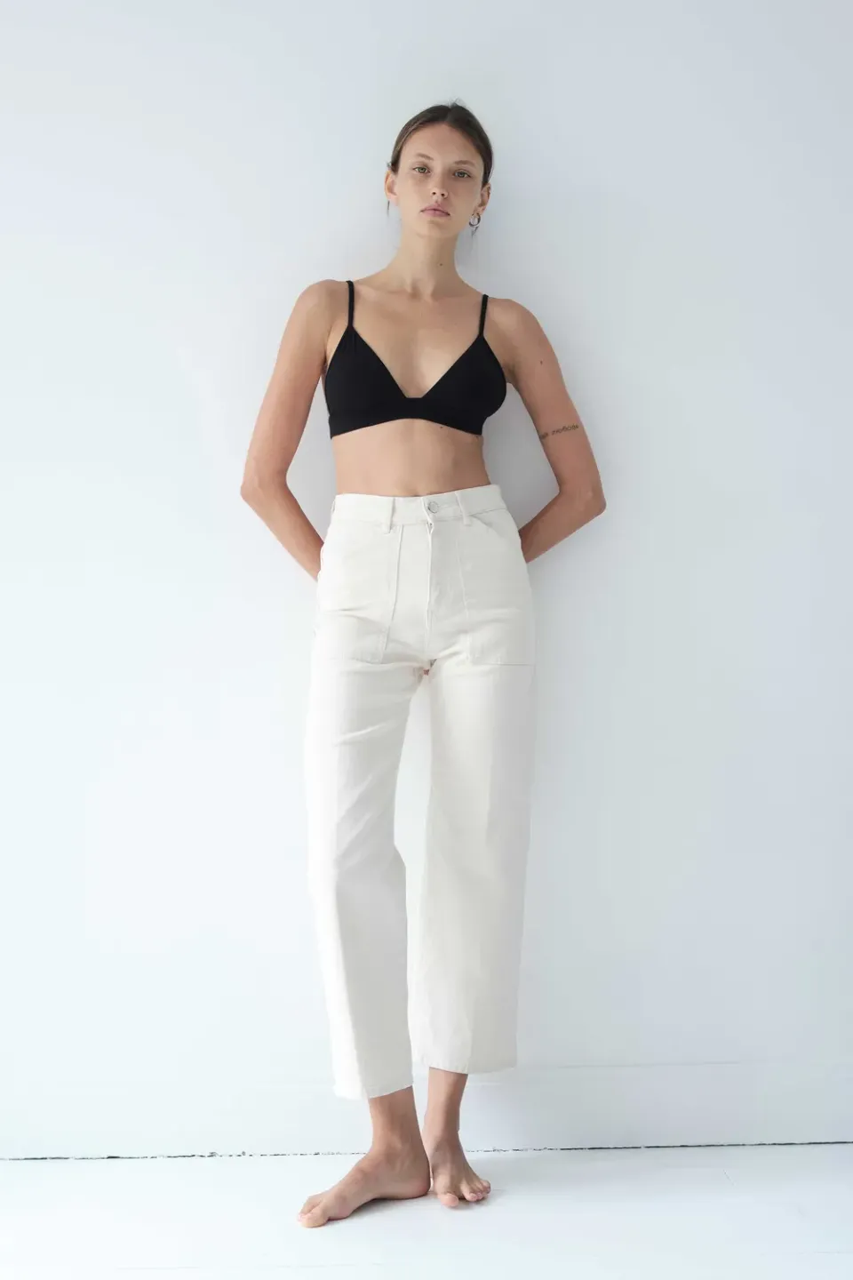 acquaverde Eddy pantalone Cream vita alta largo