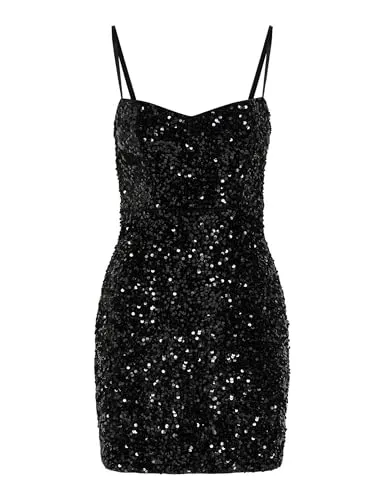 ONLY Onlconfidence S/L Sequins Tube Dress Jrs vestito nero M