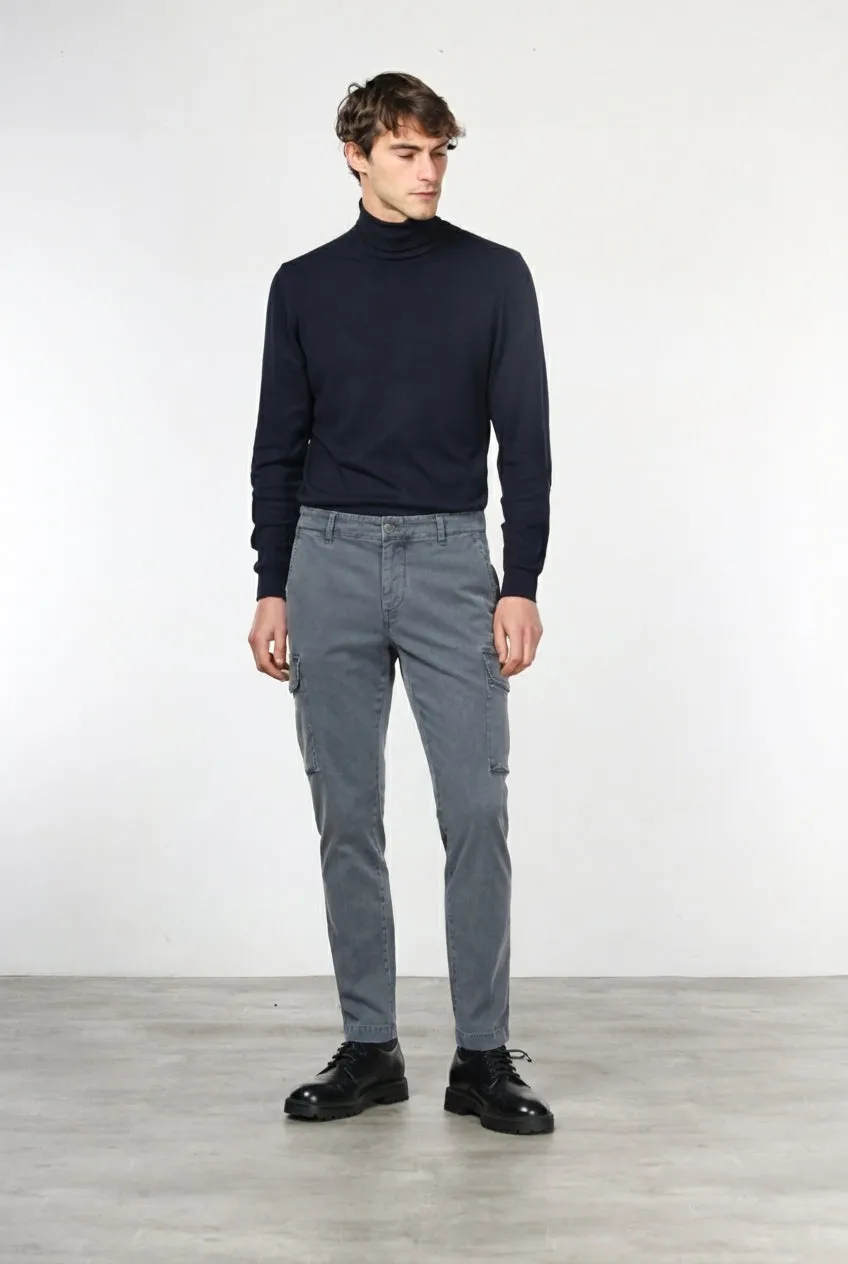 Mason's Chile pantalone cargo uomo gabardina grigio scuro slim