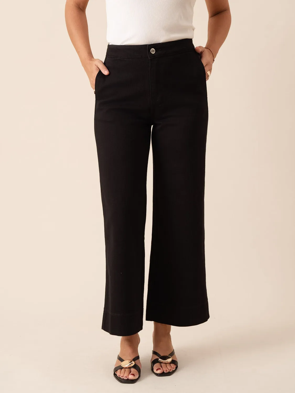 Oraije Jade jeans wide nero push-up ufficio