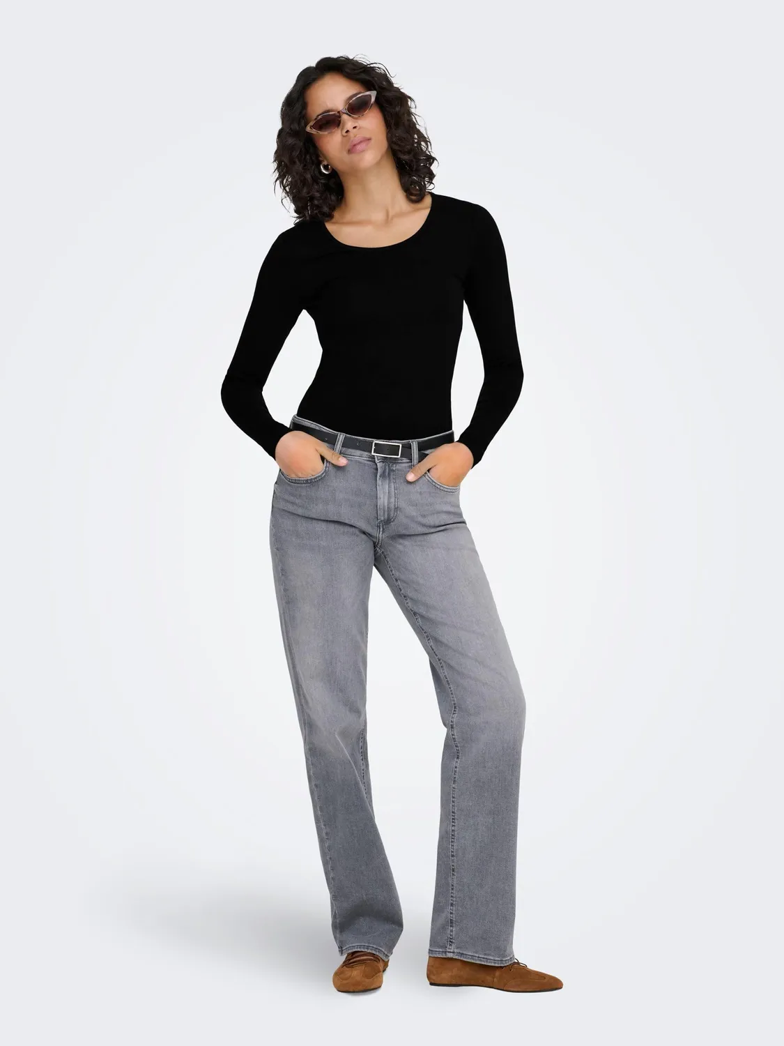 Only Onllive Love maglia donna maniche lunghe girocollo nero