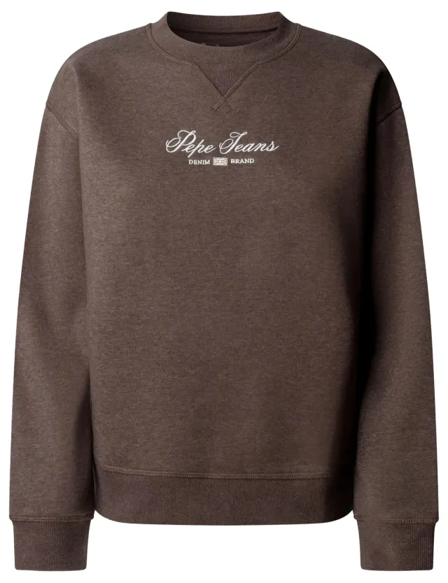 Pepe Jeans W New Flag Crew felpa donna marrone cotone
