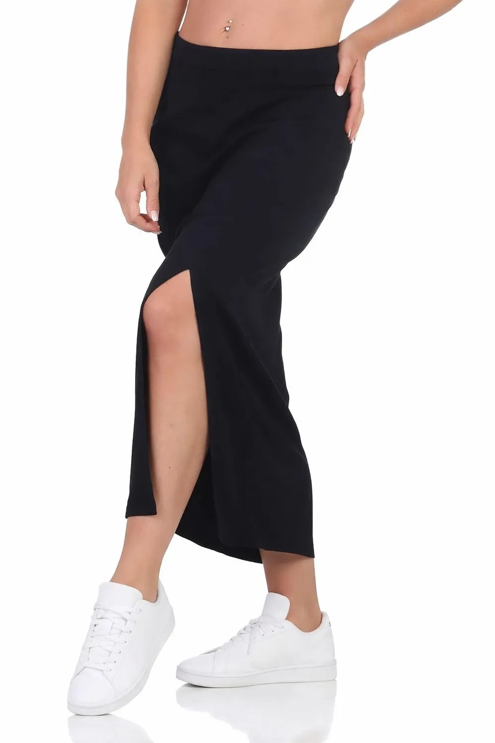 Only gonna midi donna lunga nera elastico
