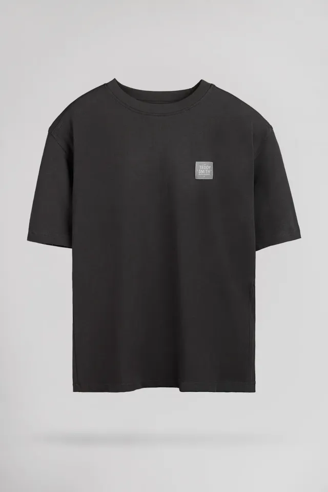 Teddy Smith T-Ylvain T-Shirt Grigio Antracite 100% Cotone