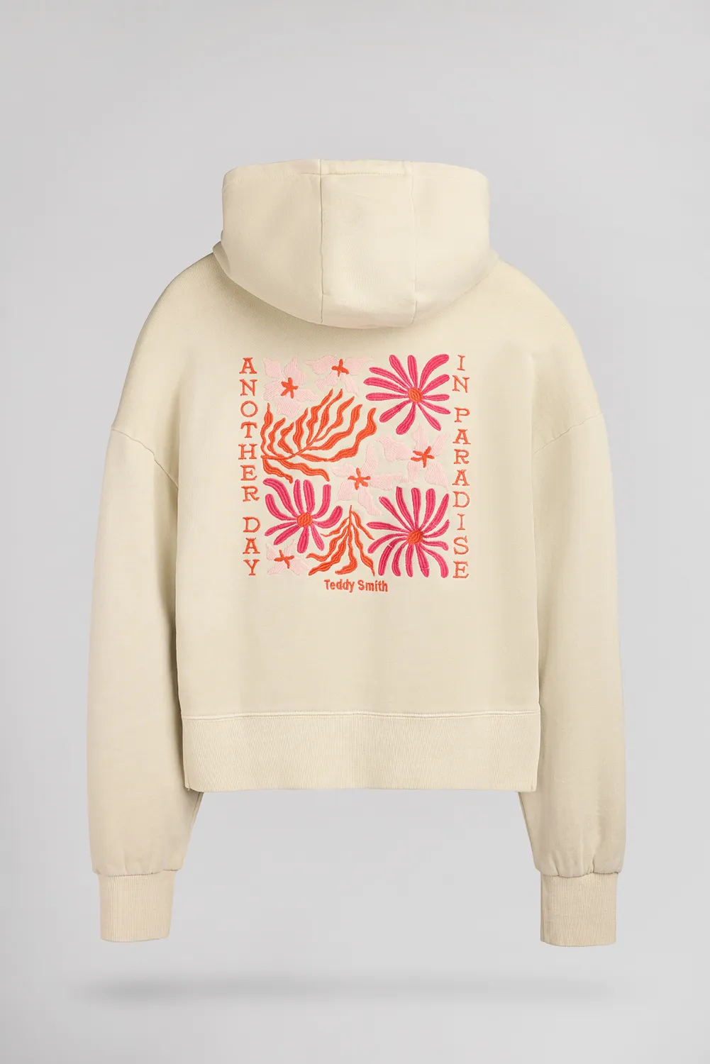 Teddy Smith S-Wallou JR Felpa Cappuccio Greige Effetto Vintage