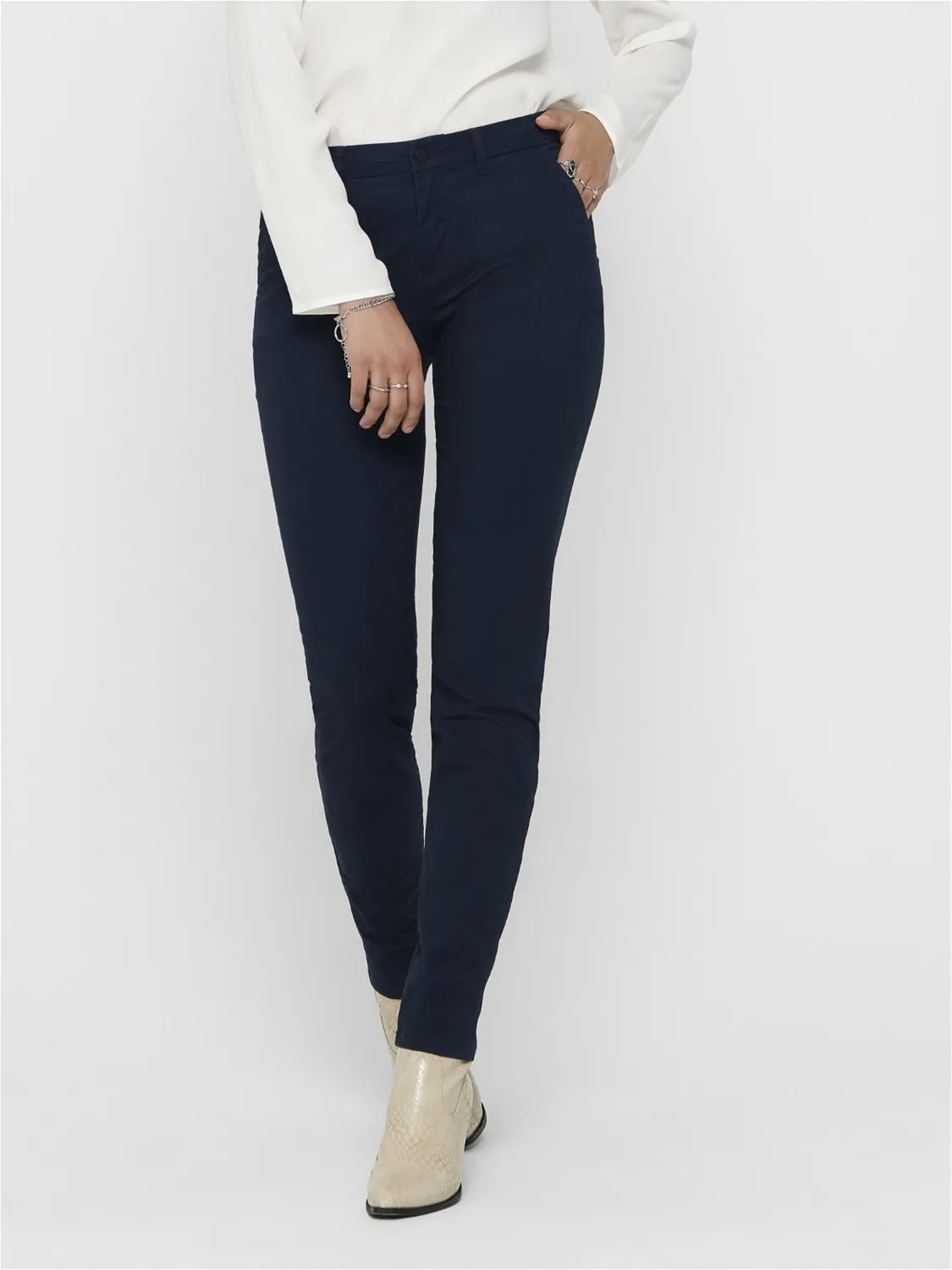 Only Onlparis Reg chino donna regular blu scuro