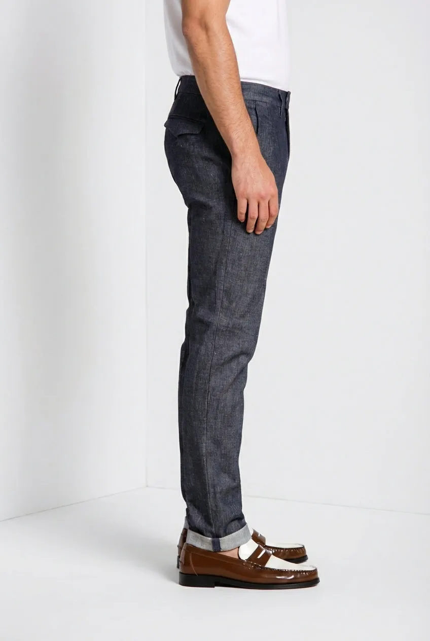 Mason's Milano pantalone chino denim blu extra slim