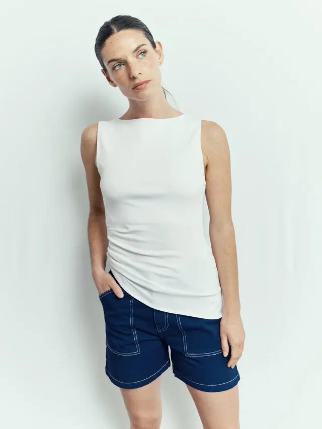 acquaverde Mary shorts cargo indigo vita alta