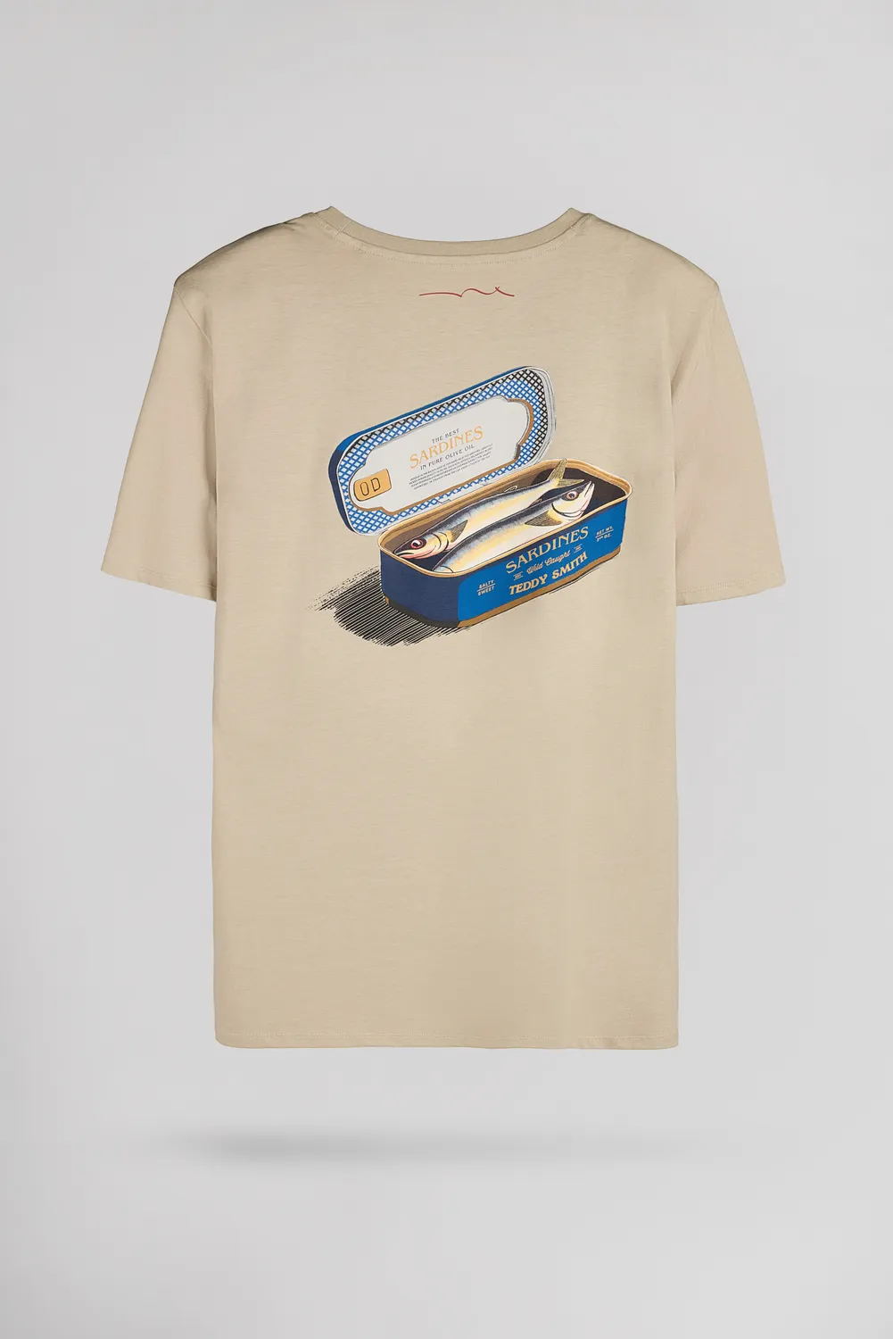 Teddy Smith T-Fish T-Shirt Uomo Beige Girocollo Stampa