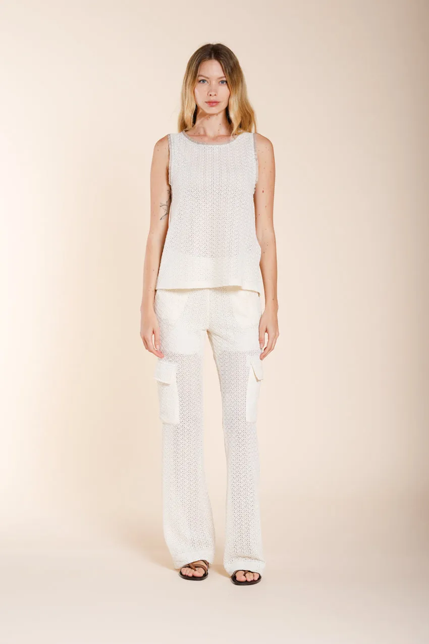 Mason's Karina camicia smanicata panna crochet