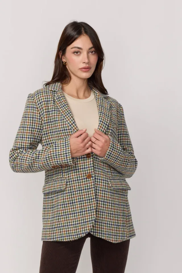Acquaverde Ralph giacca Green pied-de-poule lana